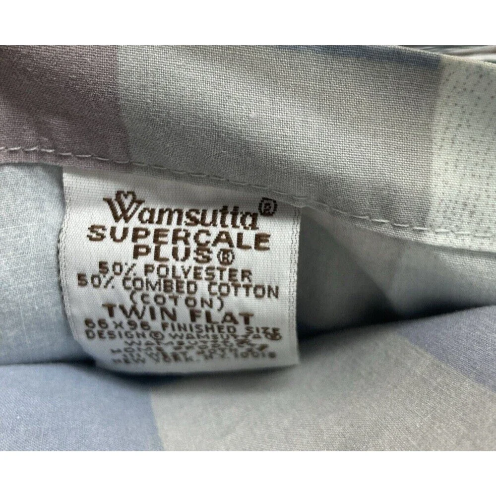 Wamsutta Super Percale Plus City Lights Blue Lavender Twin Flat Sheet Vtg 80's